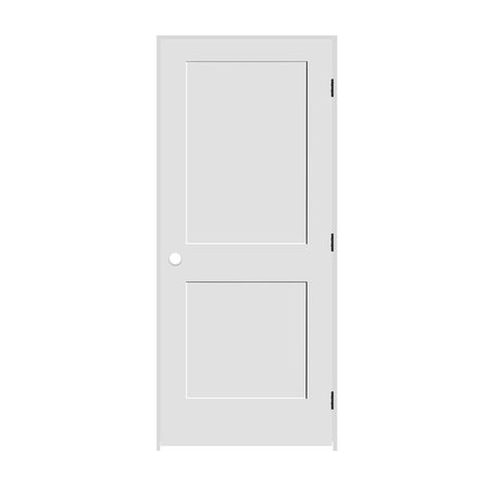 TRIMLITE 24" x 80" x 1-3/8" Primed 2-Panel Interior Shaker 4-9/16" LH Prehung Door with Matte Black Hinges 2068pri8402LH10B4916